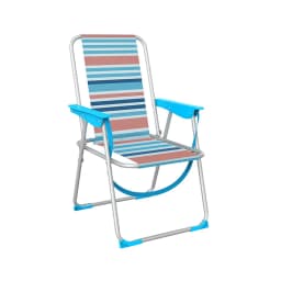 image-Marbueno Folding Chair Aluminum Orange and Blue Stripes Beach Pool 53X56X78 cm 103461