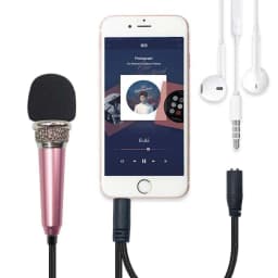 image-Mini Karaoke Condenser Wired 3.5mm Microphone Mic Mobile Phone For Android