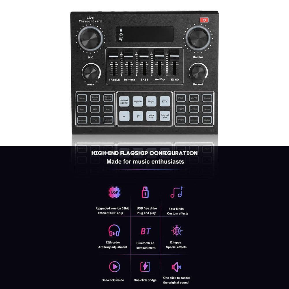 image-English Version V9 Mobile Phone Live Sound Card Set K Song With Bluetooth Soundcard
