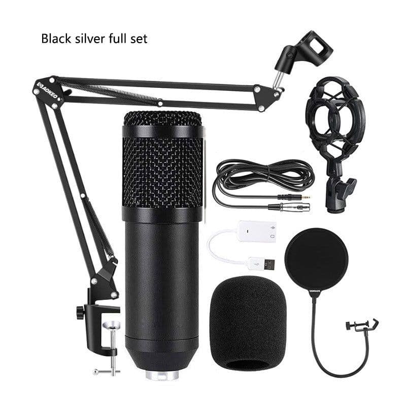 image-Bm800 Condenser Microphone Microphone V8 Sound Card Cross-Border Anchor Computer Recording Bracket Large Diaphragm Live Broadcast Set