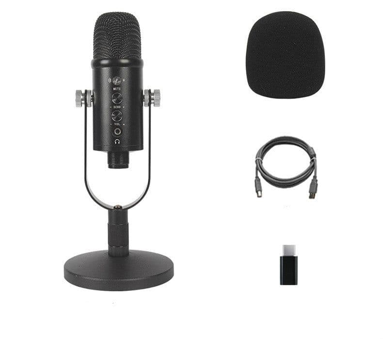 image-JIY Cross-Border Condenser Microphone Anchor Live K Song Recording Tuning Desktop Mobile Computer USB Wired Microphone