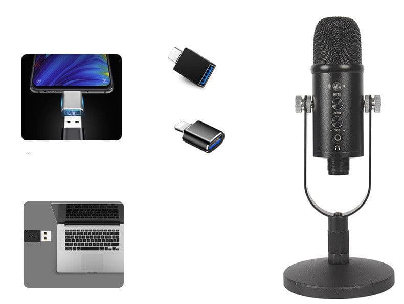 image-JIY Cross-Border Condenser Microphone Anchor Live K Song Recording Tuning Desktop Mobile Computer USB Wired Microphone
