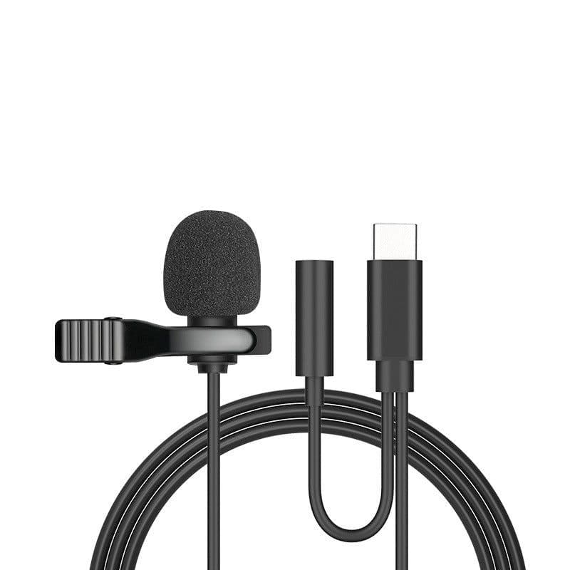 image-Compatible with Apple , Metal Lavalier One-point Two-amplifier Microphone Mini Live Recording Collar Clip Earphone Microphone