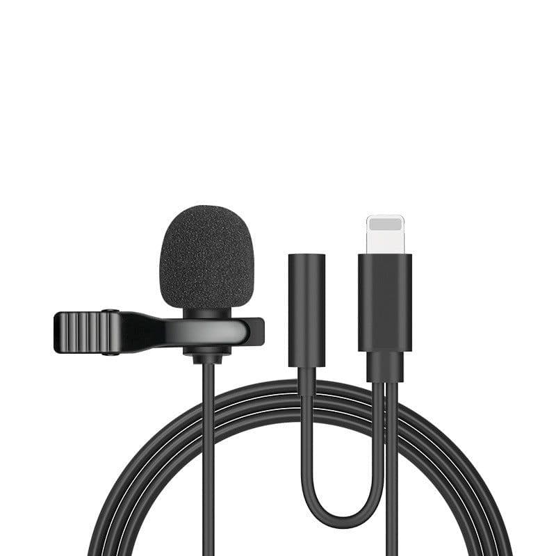 image-Compatible with Apple , Metal Lavalier One-point Two-amplifier Microphone Mini Live Recording Collar Clip Earphone Microphone
