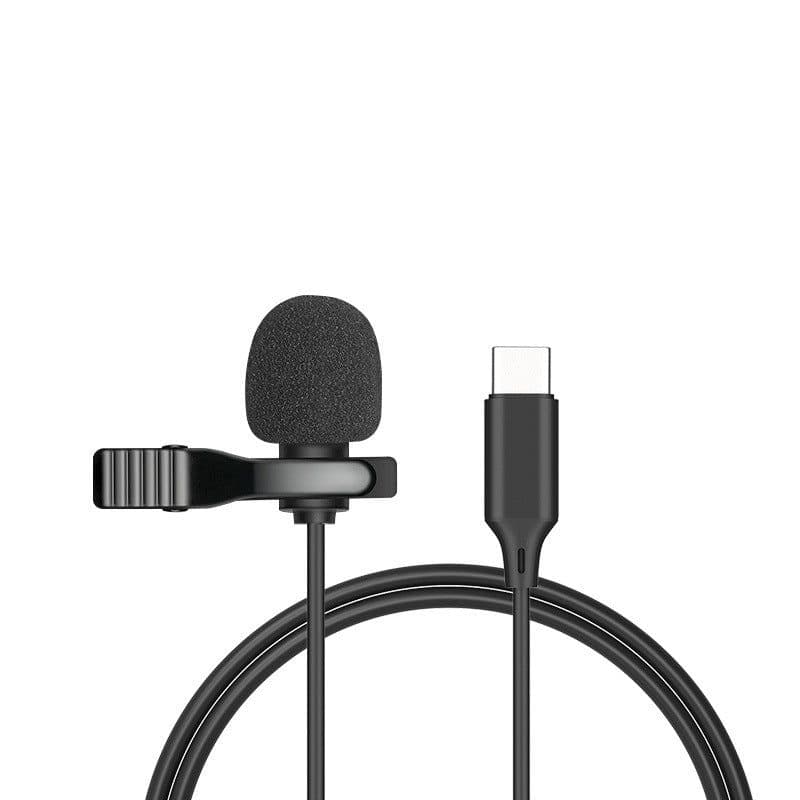 image-Compatible with Apple , Metal Lavalier One-point Two-amplifier Microphone Mini Live Recording Collar Clip Earphone Microphone