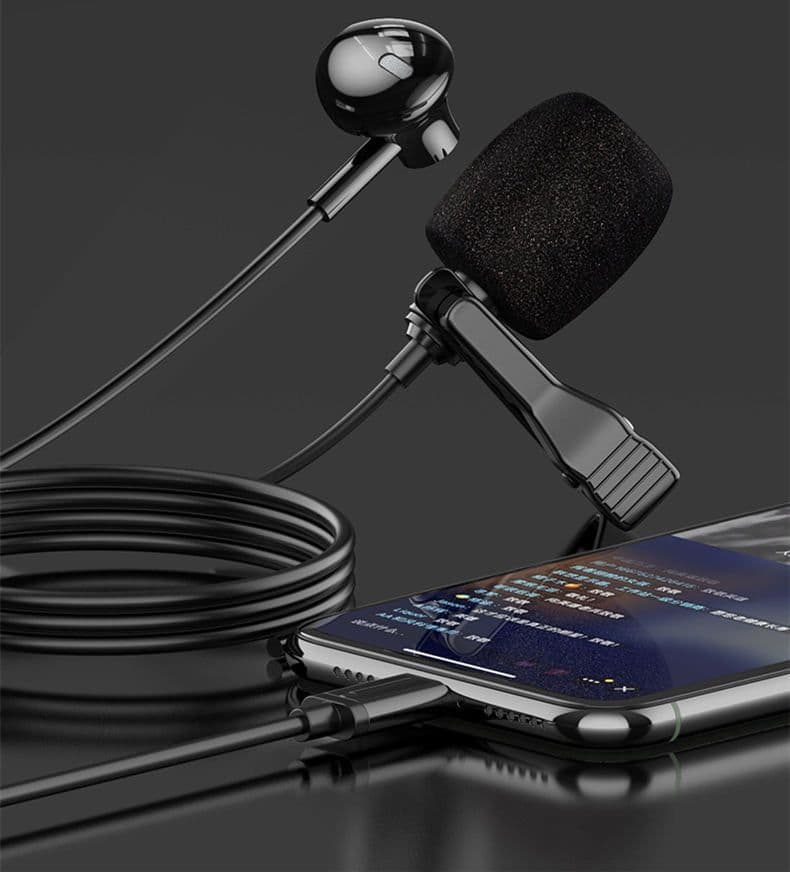 image-Lavalier Microphone Monitor Line Video Live Mini Interview Recording Equipment
