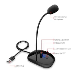 image-Gooseneck Computer Microphone USB Sound Card Monitor