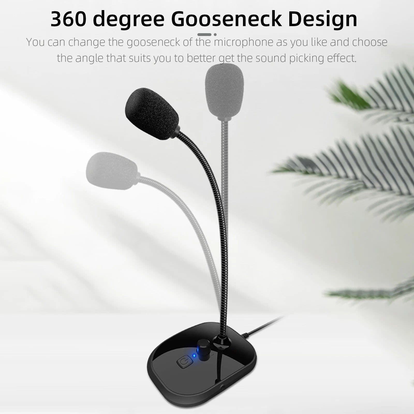 image-Gooseneck Computer Microphone USB Sound Card Monitor