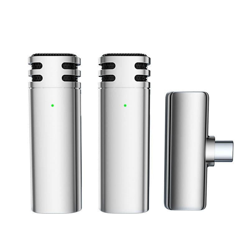 image-Double Microphone Wireless Collar Clip Microphone Outdoor Short Video Recording Live Broadcast Small Microphone