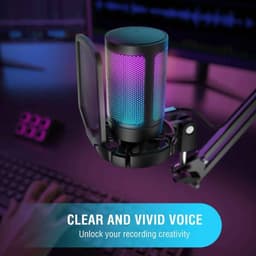 image-USB Condenser Gaming Microphone, For PC PS4 PS5