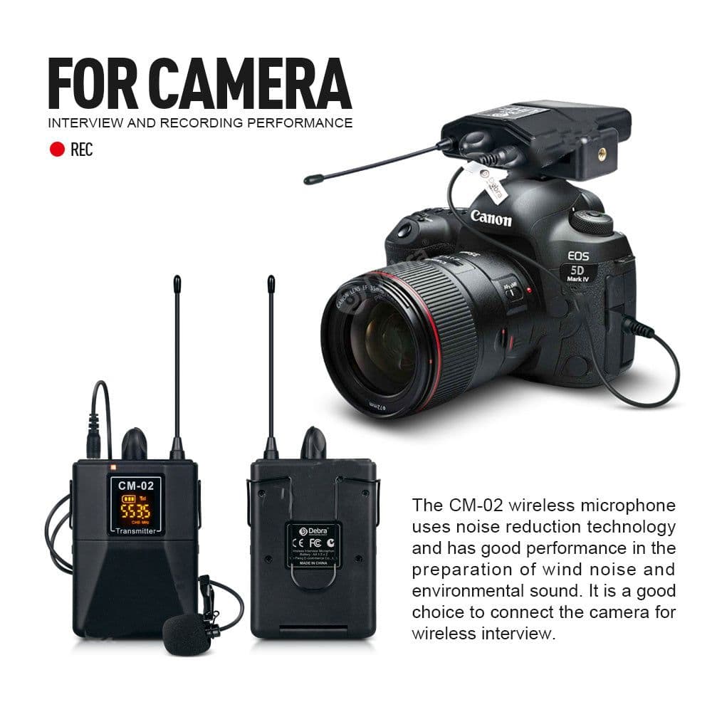 image-Wireless Microphone With Monitor Lavalier Camera Radio Microphone SLR Interview Recording