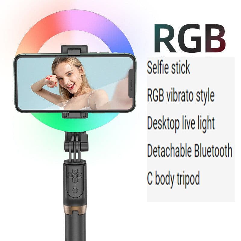 image-Xyxd Mobile Phone Live Broadcast Fill Light Neon Light Colorful Multicolored Lighting Selfie Stick Vibrato Bluetooth Camera Desktop