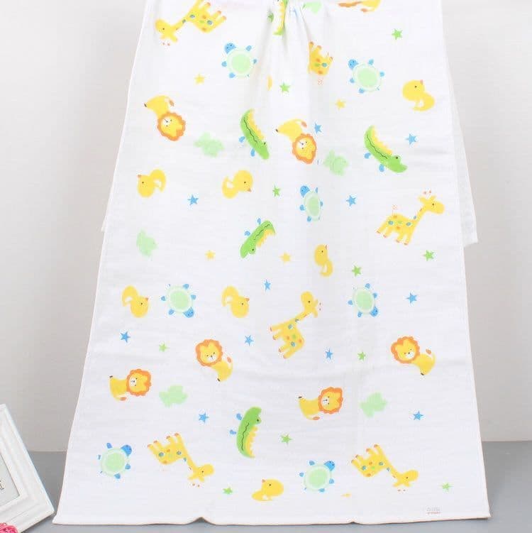image-Double-layer Gauze Cartoon Print Baby Bath Towel