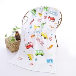 image-Double-layer Gauze Cartoon Print Baby Bath Towel