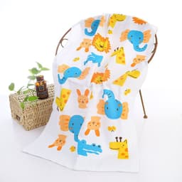 image-Double-layer Gauze Cartoon Print Baby Bath Towel
