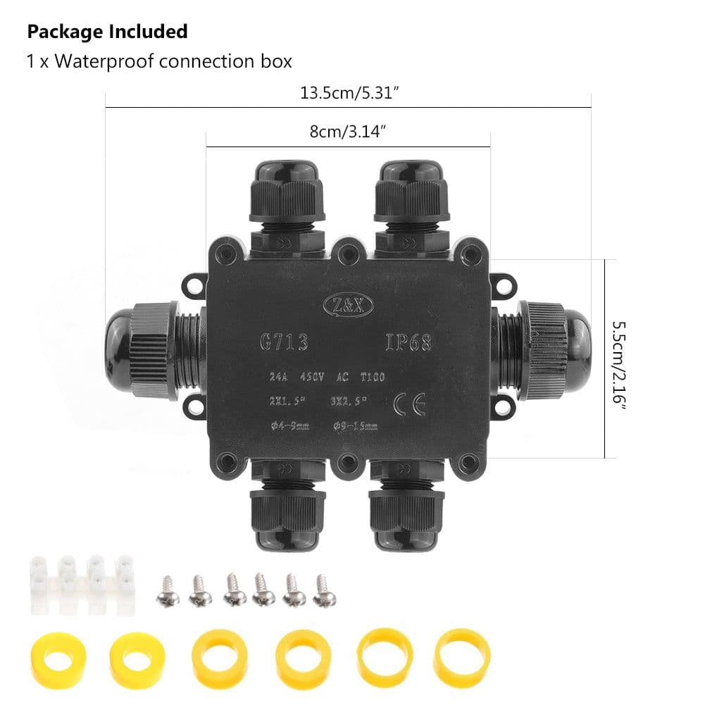 image-IP68 Waterproof Six-way Outdoor Cable One In Five Out Fountain Light Junction Box