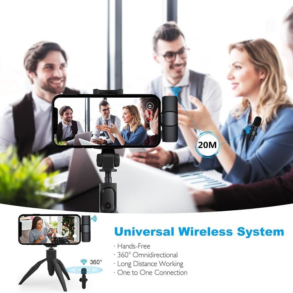 image-Wireless Lavalier Microphone Portable Audio Video Recording Mini Mic For I Phone Android Long Battery Life Live Broadcast Gaming