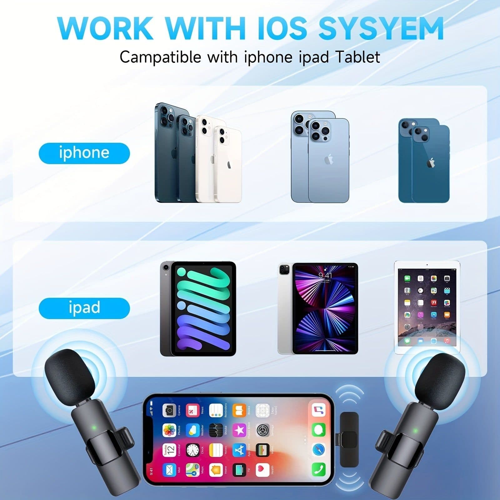 image-Wireless Lavalier Lapel Microphone For IPhone IPad Professional Wireless Clip Mic - Cordless Omnidirectional Condenser Recording Mic For Interview Video Podcast Vlog YouTube