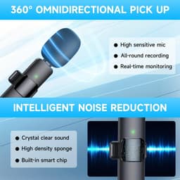 image-Wireless Lavalier Lapel Microphone For IPhone IPad Professional Wireless Clip Mic - Cordless Omnidirectional Condenser Recording Mic For Interview Video Podcast Vlog YouTube