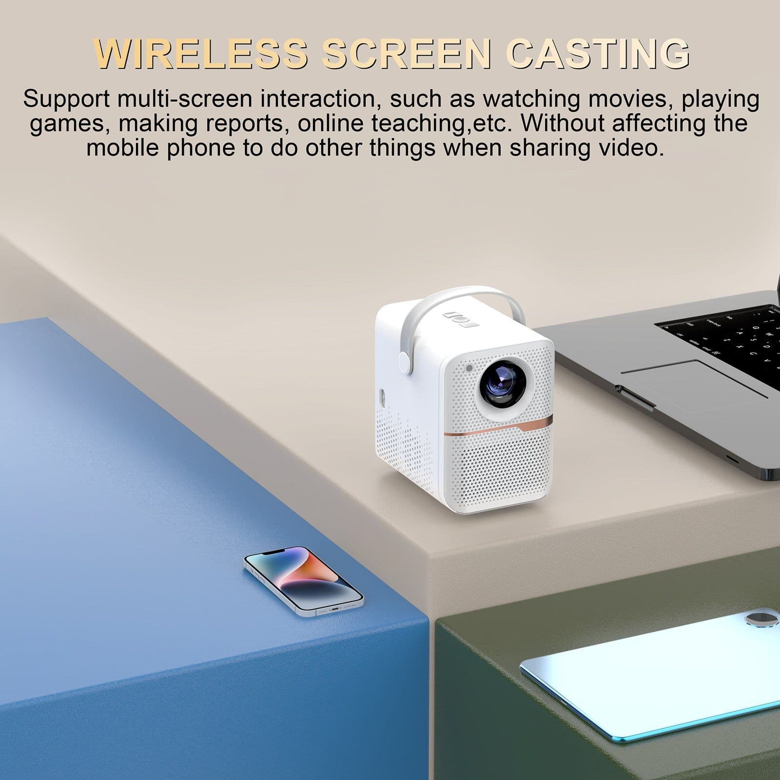 image-P10 2023 New Super Clear Cross-border Household Mini Portable LCD Projector Android Projector Outdoor