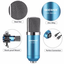 image-Neewer NW-7000 USB Professional Studio Condenser Microphone and NW-35 Adjustable Suspension Scissor Arm Stand with Shock Mount and Table Mounting Clamp Kit Perfect for Broadcasting and Sound Recording