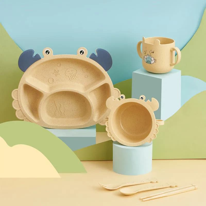 image-Children's Crab Cutlery 6-piece Set Baby Creative Shaped Home Dining Plate