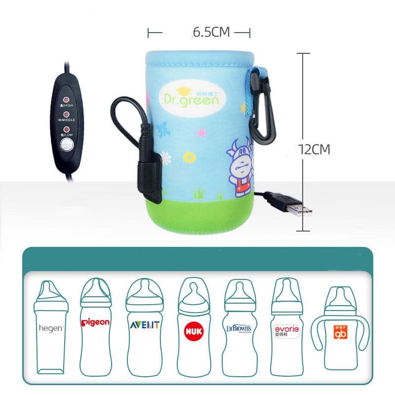image-Out Portable Heat Preservation Baby Bottle Bag Car Bottle Warmer Heating Jacket USB