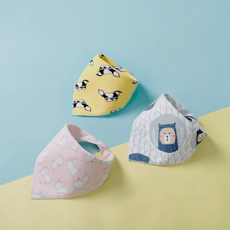 image-Triangle Scarf Children's Bib Double-sided Saliva Towel Custom