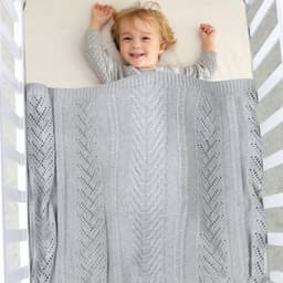 image-Infant Solid Color Hollow Cotton Quilt Cover Blanket