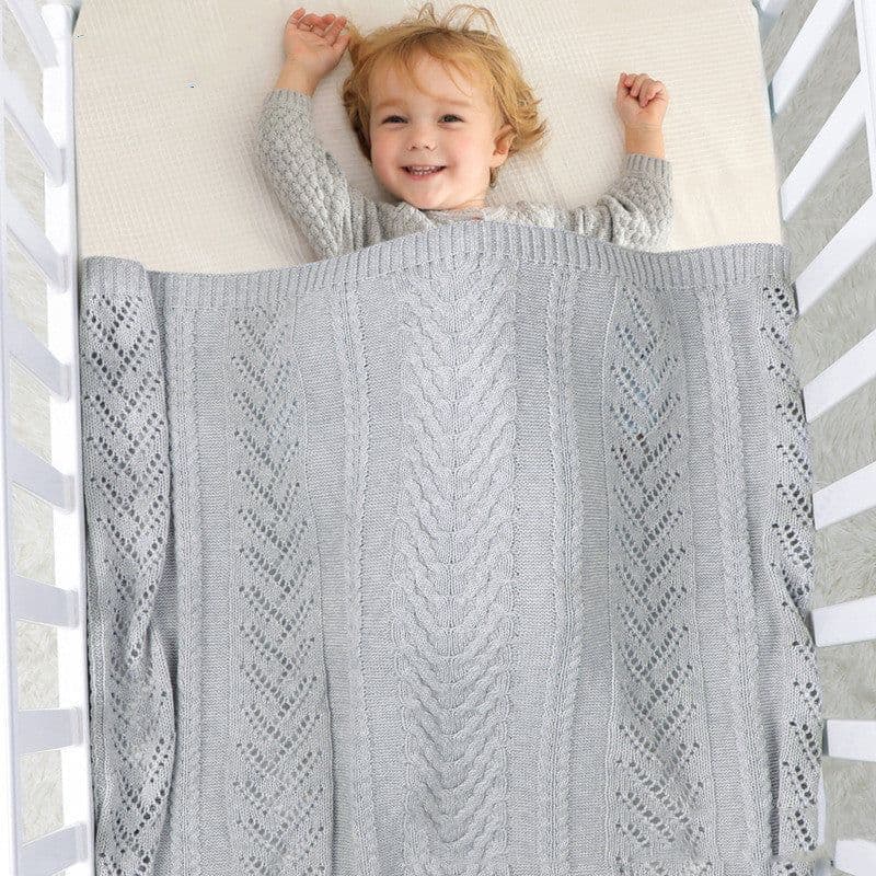 image-Infant Solid Color Hollow Cotton Quilt Cover Blanket