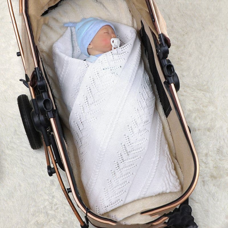 image-Infant Solid Color Hollow Cotton Quilt Cover Blanket