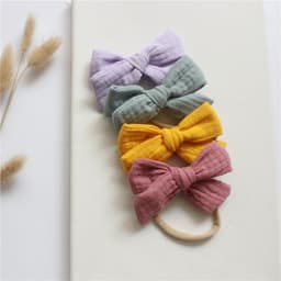 image-Baby Cotton Gauze Butterfly Tie Headband Set