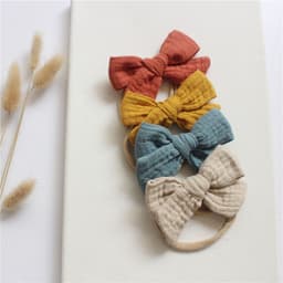 image-Baby Cotton Gauze Butterfly Tie Headband Set