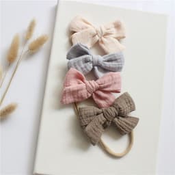 image-Baby Cotton Gauze Butterfly Tie Headband Set