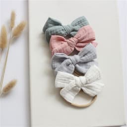 image-Baby Cotton Gauze Butterfly Tie Headband Set