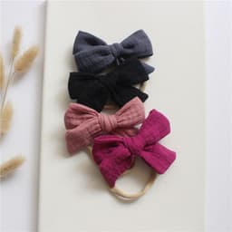 image-Baby Cotton Gauze Butterfly Tie Headband Set