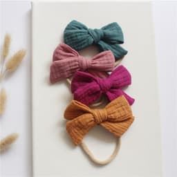 image-Baby Cotton Gauze Butterfly Tie Headband Set
