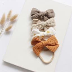 image-Baby Cotton Gauze Butterfly Tie Headband Set