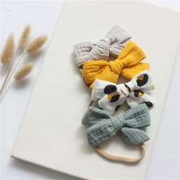 image-Baby Cotton Gauze Butterfly Tie Headband Set