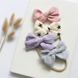 image-Baby Cotton Gauze Butterfly Tie Headband Set