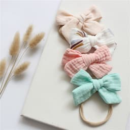 image-Baby Cotton Gauze Butterfly Tie Headband Set