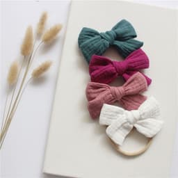 image-Baby Cotton Gauze Butterfly Tie Headband Set