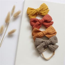 image-Baby Cotton Gauze Butterfly Tie Headband Set