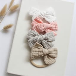 image-Baby Cotton Gauze Butterfly Tie Headband Set