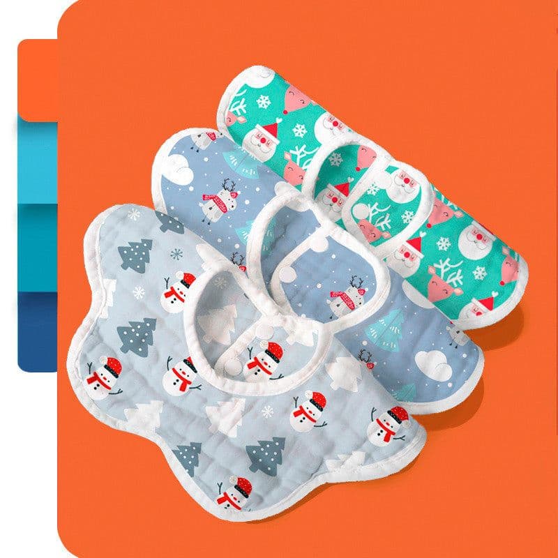 image-Rotating Flower Waterproof Baby Cloths Saliva Towel Cartoon Soft Round Baby Bibs Feeding Scarf