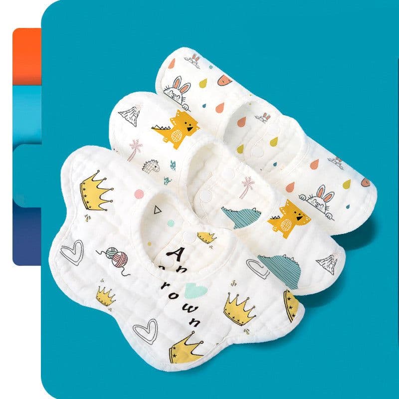 image-Rotating Flower Waterproof Baby Cloths Saliva Towel Cartoon Soft Round Baby Bibs Feeding Scarf