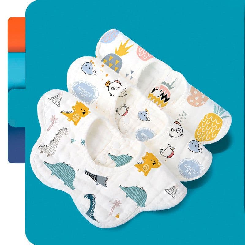 image-Rotating Flower Waterproof Baby Cloths Saliva Towel Cartoon Soft Round Baby Bibs Feeding Scarf