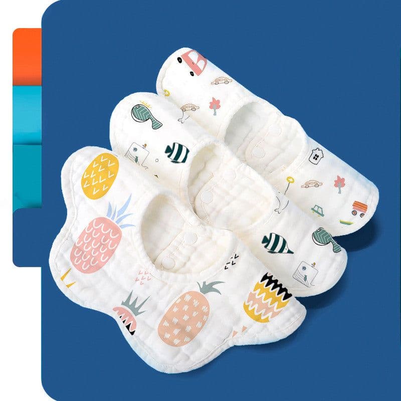 image-Rotating Flower Waterproof Baby Cloths Saliva Towel Cartoon Soft Round Baby Bibs Feeding Scarf