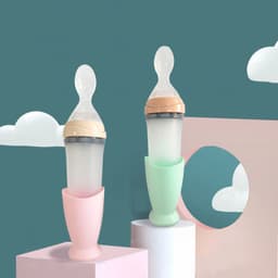 image-Baby Rice Noodle Spoon Squeeze Silicone Rice Noodle Spoon Milk Bottle Baby