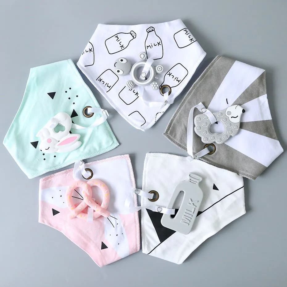image-Cotton Bibs Burp Silicone Bib